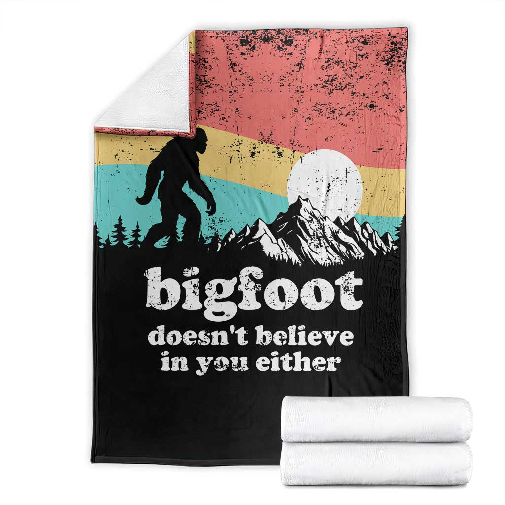 Funny Sasquatch Throw Blanket Bigfoot Doesn't Believe in You Either
