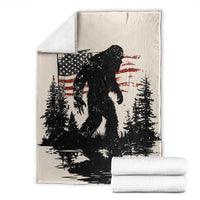 American Flag Bigfoot Throw Blanket Patriotic Sasquatch Retro Vintage