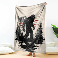 American Flag Bigfoot Throw Blanket Patriotic Sasquatch Retro Vintage