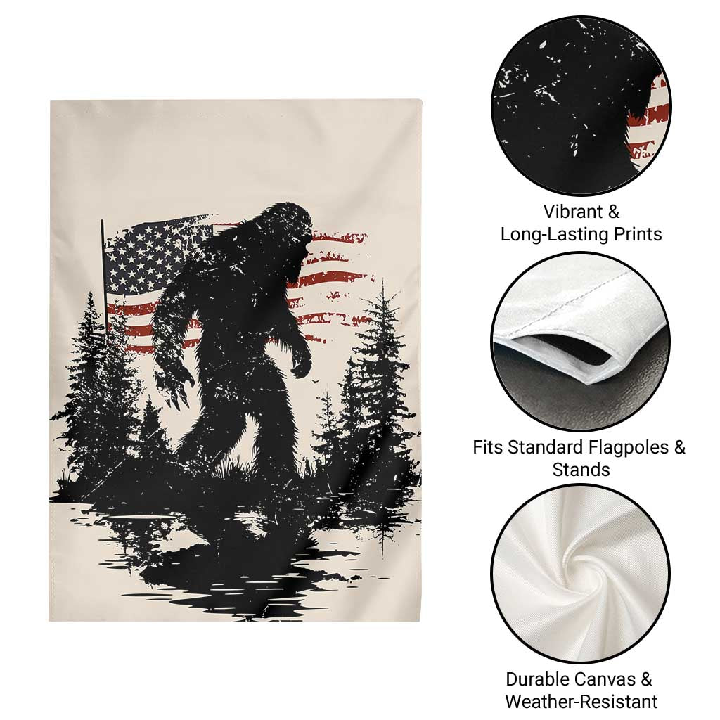 American Flag Bigfoot Garden Flag Patriotic Sasquatch Retro Vintage