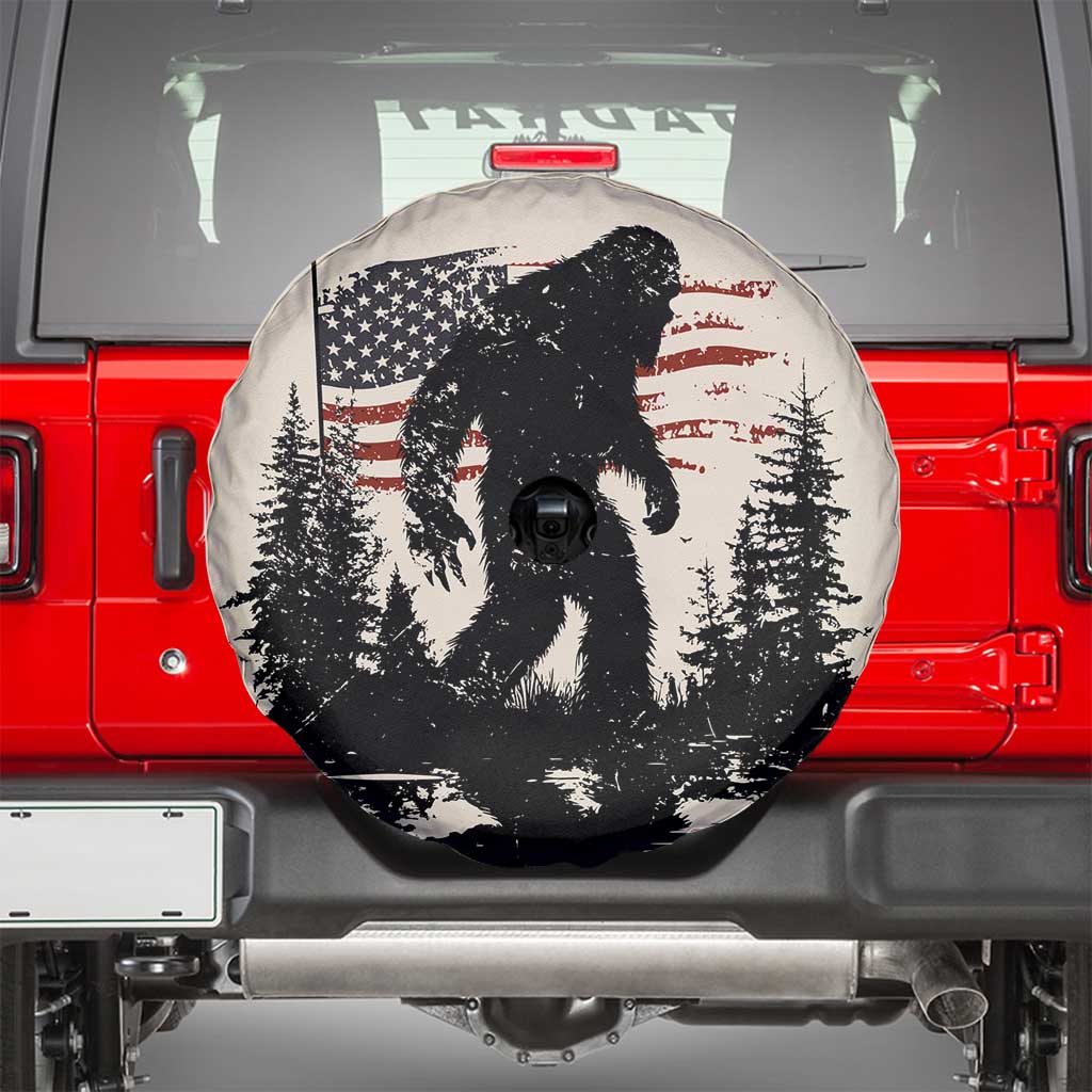 American Flag Bigfoot Spare Tire Cover Patriotic Sasquatch Retro Vintage