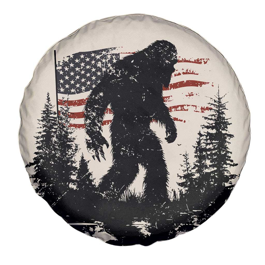 American Flag Bigfoot Spare Tire Cover Patriotic Sasquatch Retro Vintage