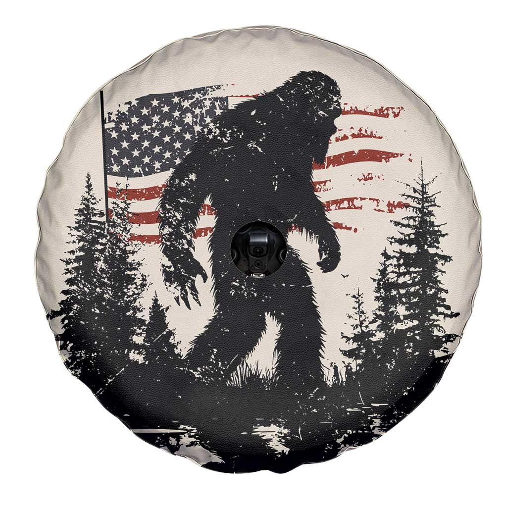 American Flag Bigfoot Spare Tire Cover Patriotic Sasquatch Retro Vintage