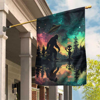 Bigfoot and Alien Garden Flag UFO Themed