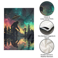 Bigfoot and Alien Garden Flag UFO Themed