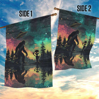 Bigfoot and Alien Garden Flag UFO Themed
