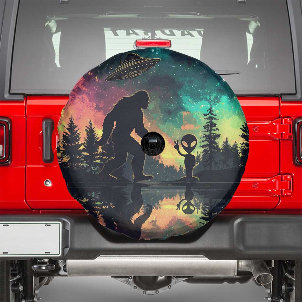 Bigfoot and Alien Spare Tire Cover UFO Themed