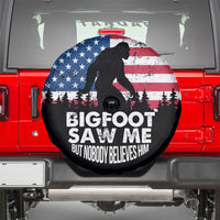 Funny Patriotic Sasquatch Spare Tire Cover Bigfoot Saw Me But Nobody Believes Him American Flag
