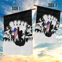 Patriotic Bigfoot Garden Flag Rocking On Sasquatch Footprint With American Flag