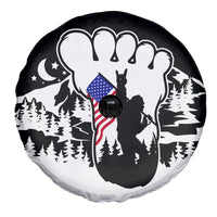 Patriotic Bigfoot Spare Tire Cover Rocking On Sasquatch Footprint With American Flag