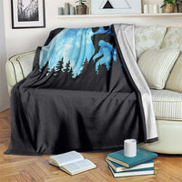Cool Bigfoot Footprint Throw Blanket Sasquatch Full Moon Forest