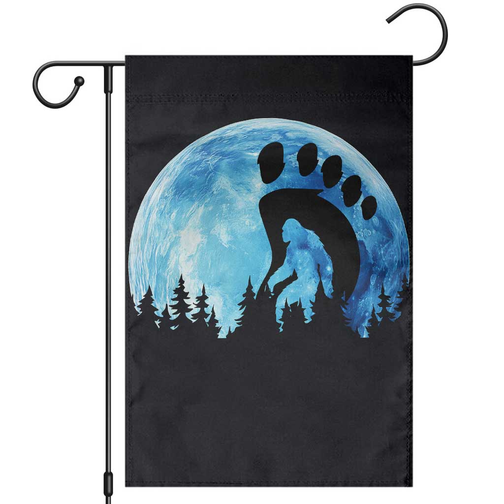 Cool Bigfoot Footprint Garden Flag Sasquatch Full Moon Forest