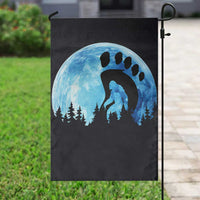 Cool Bigfoot Footprint Garden Flag Sasquatch Full Moon Forest