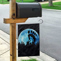 Cool Bigfoot Footprint Garden Flag Sasquatch Full Moon Forest