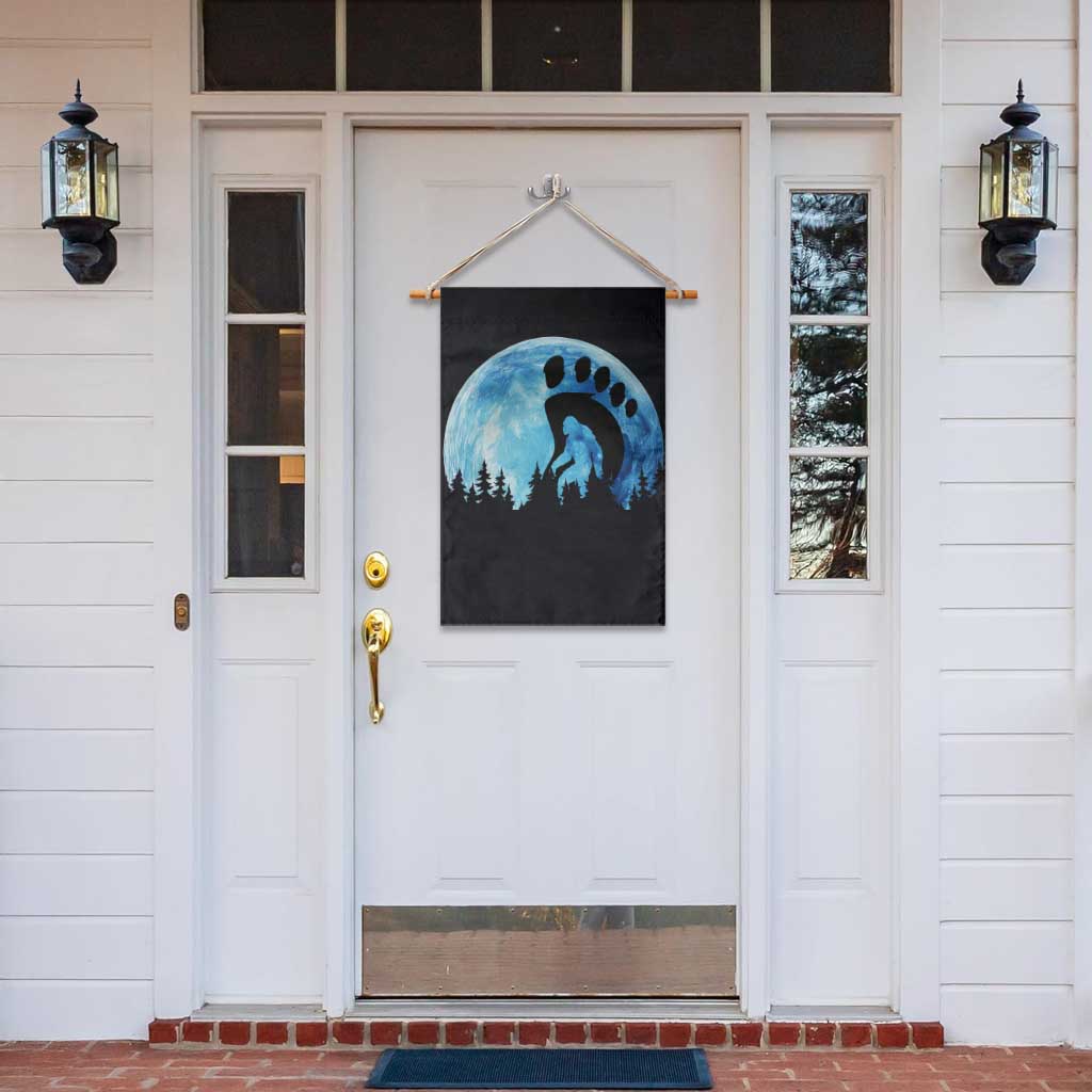 Cool Bigfoot Footprint Garden Flag Sasquatch Full Moon Forest