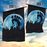 Cool Bigfoot Footprint Garden Flag Sasquatch Full Moon Forest