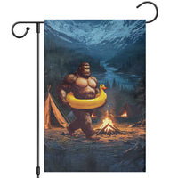 Funny Bigfoot with Duck Floatie Garden Flag Sasquatch Camping Night