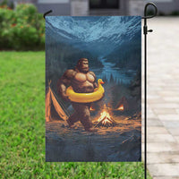 Funny Bigfoot with Duck Floatie Garden Flag Sasquatch Camping Night