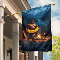 Funny Bigfoot with Duck Floatie Garden Flag Sasquatch Camping Night