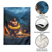 Funny Bigfoot with Duck Floatie Garden Flag Sasquatch Camping Night