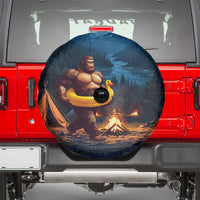 Funny Bigfoot with Duck Floatie Spare Tire Cover Sasquatch Camping Night