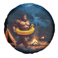 Funny Bigfoot with Duck Floatie Spare Tire Cover Sasquatch Camping Night
