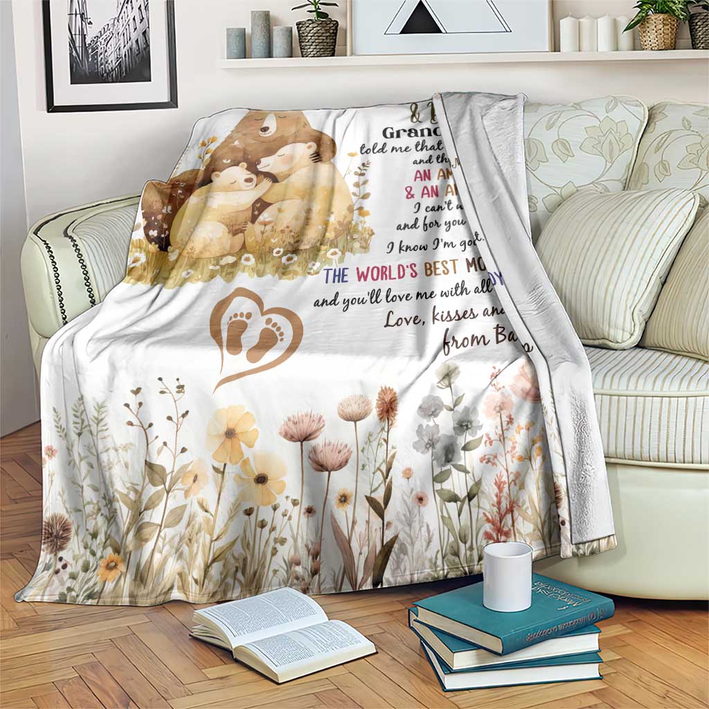 Cute Bear Family Baby Bump Love Message Throw Blanket Hi Mommy & Daddy Baby Announcement New Parents