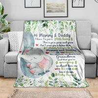 Cute Elephant Baby Bump Love Message Throw Blanket Hi Mommy & Daddy Sentimental Gift for Expecting Parents