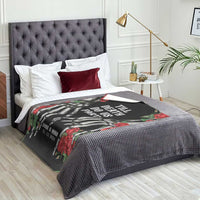 Personalized Roses Skeleton Couple Throw Blanket Custome Name and Date Till Death Do Us Apart