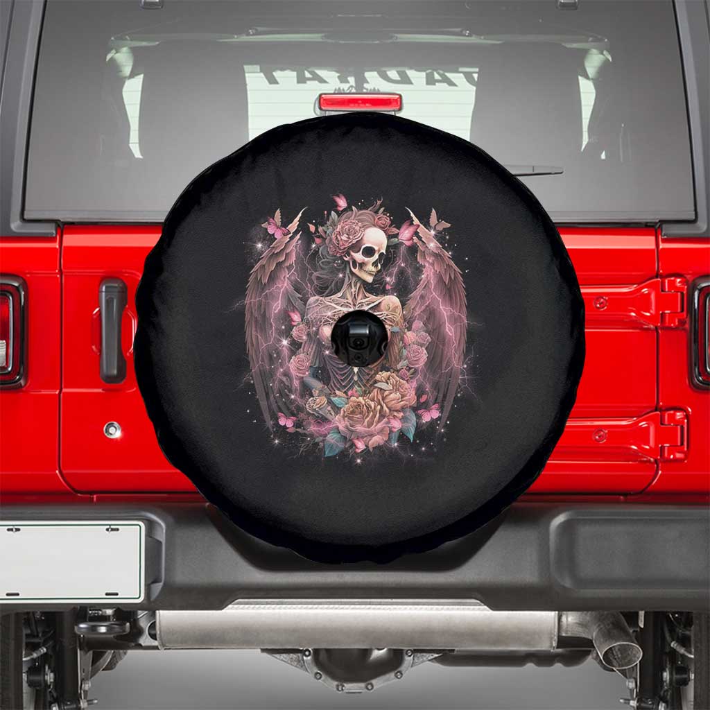 Floral Gothic Skeleton Spare Tire Cover In My Next Life I Want To Be The Karma Fairy Goblincore  Roses Skull