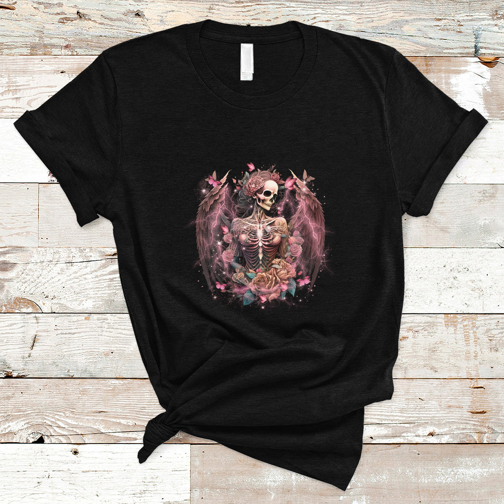 Floral Gothic Skeleton T Shirt Floral Gothic Skeleton Goblincore Karma Fairy Roses Skull Floral Skeleton In My Next Life I Want To Be The Karma Fairy Funny Quote - Wonder Print Shop
