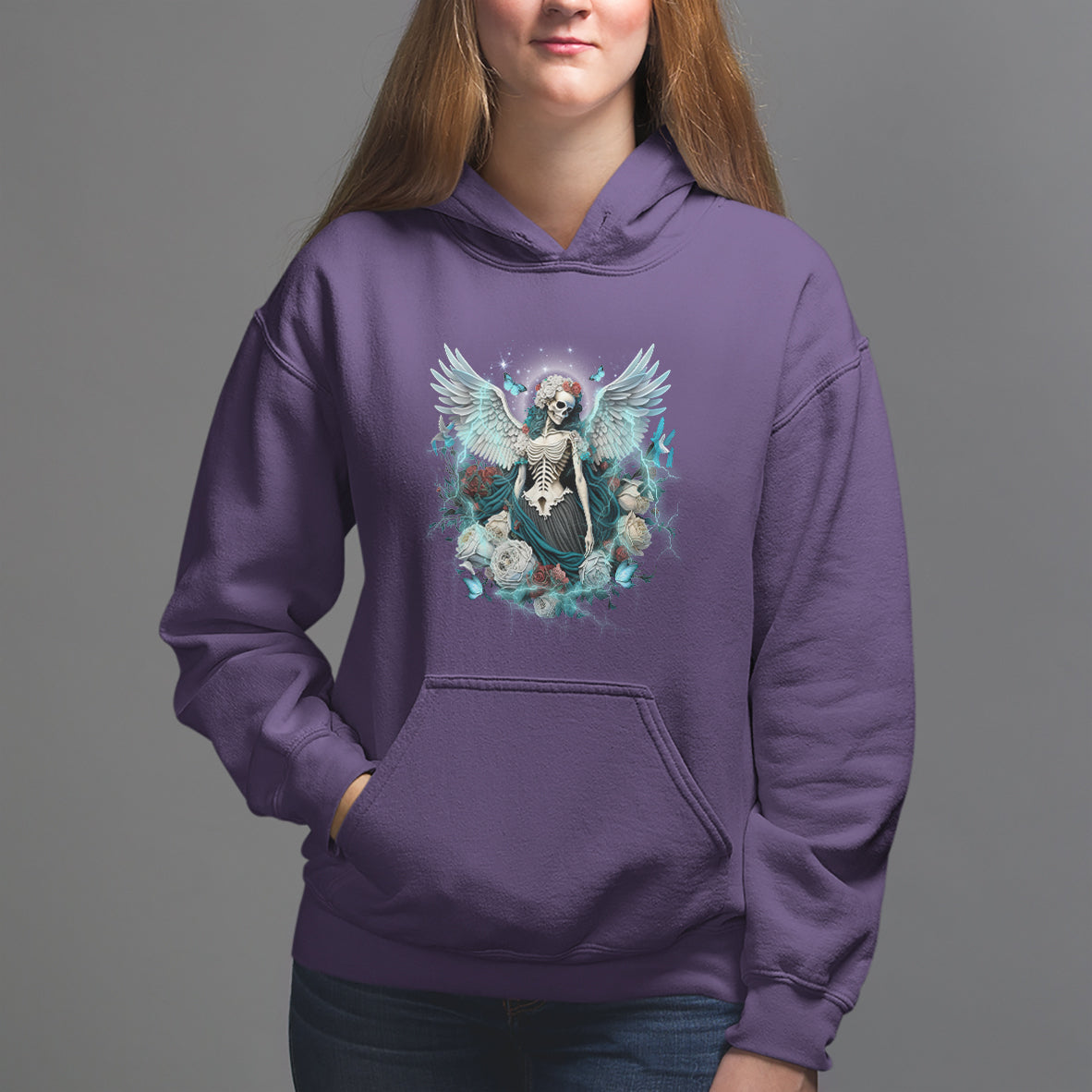 Floral Gothic Skeleton Hoodie Floral Gothic Skeleton Goblincore Karma Fairy Roses Skull Floral Skeleton Angel In My Next Life I Want To Be The Karma Fairy - Wonder Print Shop