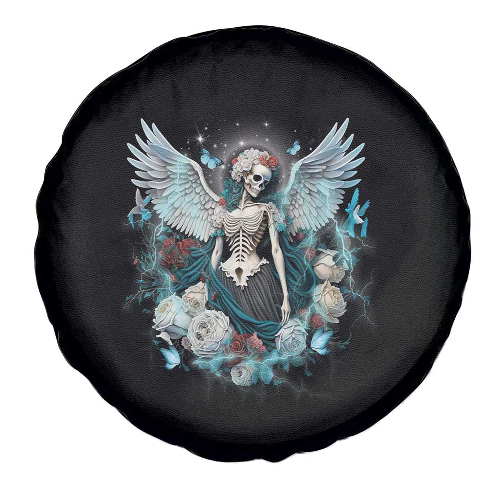Floral Gothic Skeleton Spare Tire Cover In My Next Life I Want To Be The Karma Fairy Goblincore Floral  Roses Skull Angel
