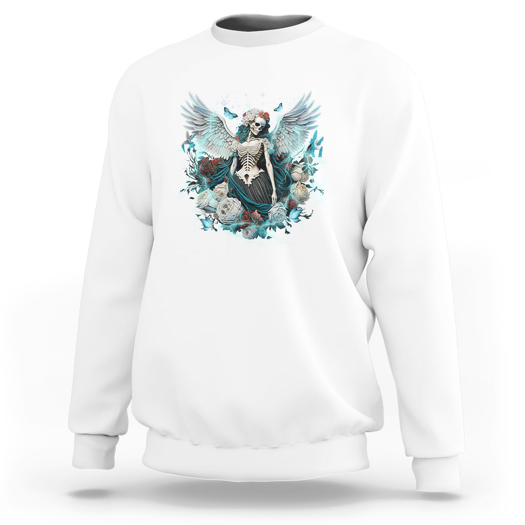Floral Gothic Skeleton Sweatshirt Floral Gothic Skeleton Goblincore Karma Fairy Roses Skull Floral Skeleton Angel In My Next Life I Want To Be The Karma Fairy - Wonder Print Shop
