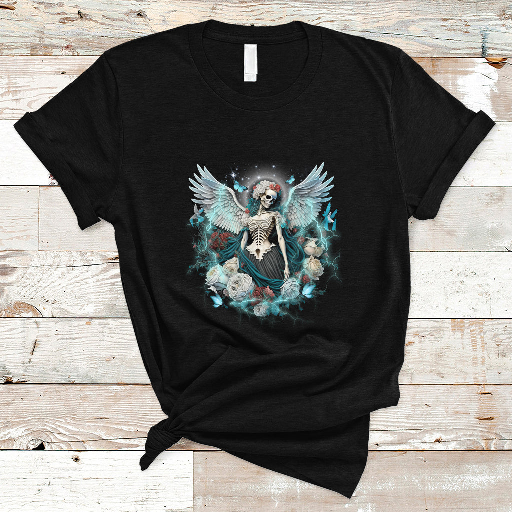 Floral Gothic Skeleton T Shirt Floral Gothic Skeleton Goblincore Karma Fairy Roses Skull Floral Skeleton Angel In My Next Life I Want To Be The Karma Fairy - Wonder Print Shop