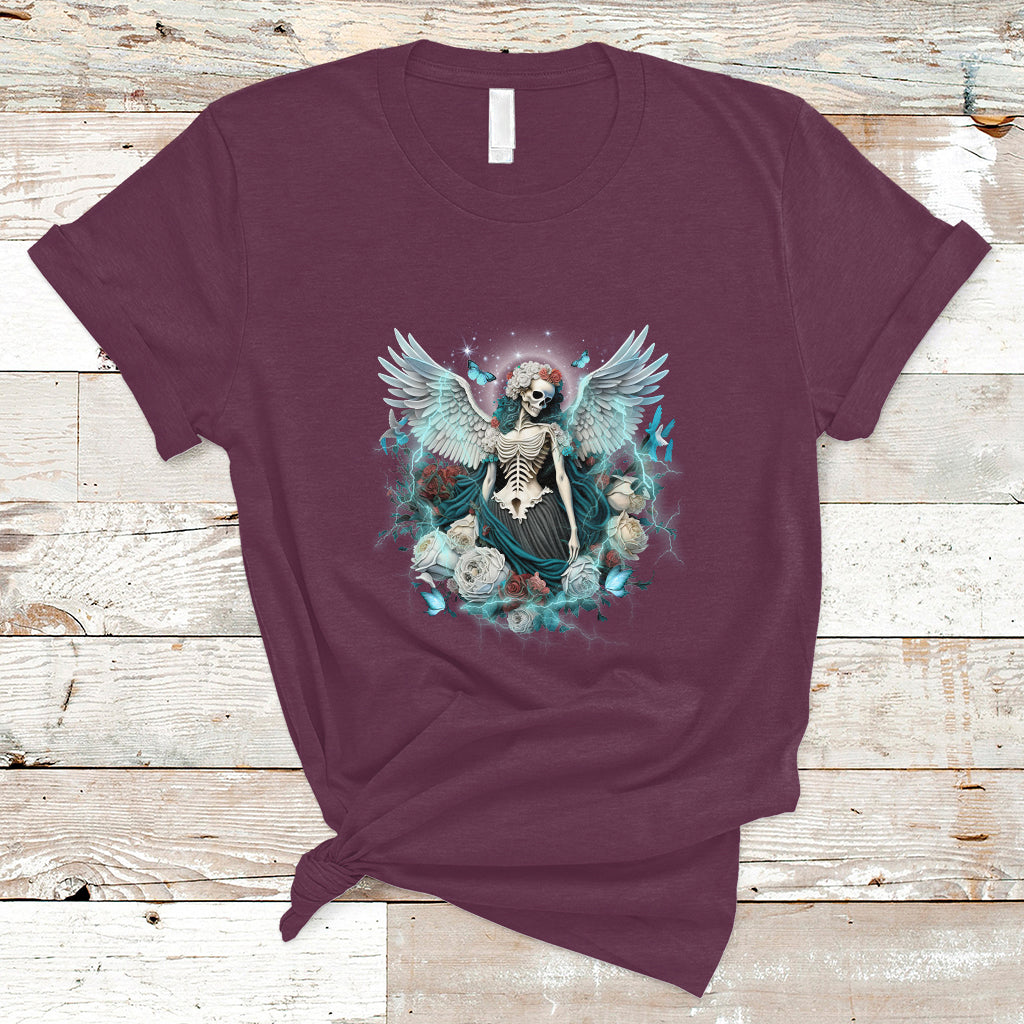 Floral Gothic Skeleton T Shirt Floral Gothic Skeleton Goblincore Karma Fairy Roses Skull Floral Skeleton Angel In My Next Life I Want To Be The Karma Fairy - Wonder Print Shop
