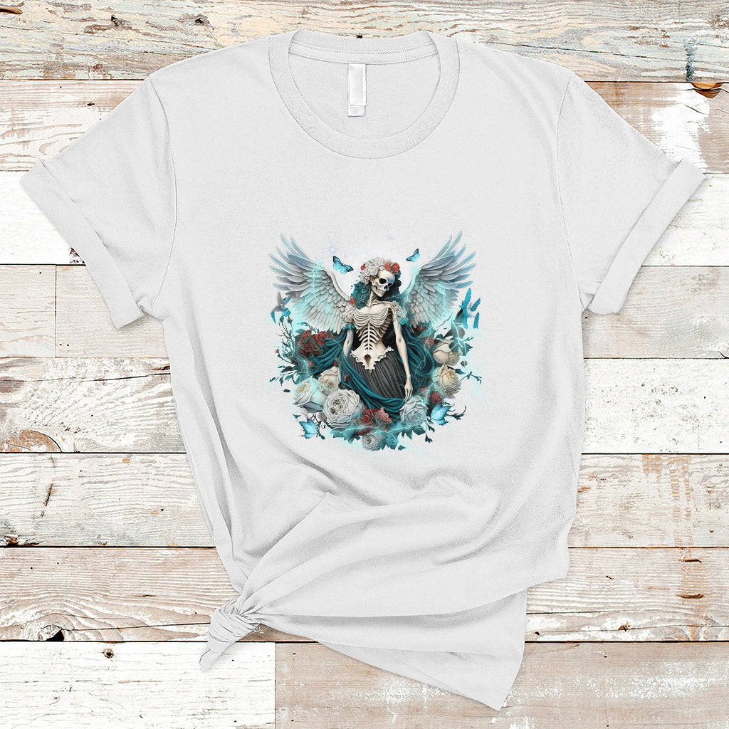 Floral Gothic Skeleton T Shirt Floral Gothic Skeleton Goblincore Karma Fairy Roses Skull Floral Skeleton Angel In My Next Life I Want To Be The Karma Fairy - Wonder Print Shop