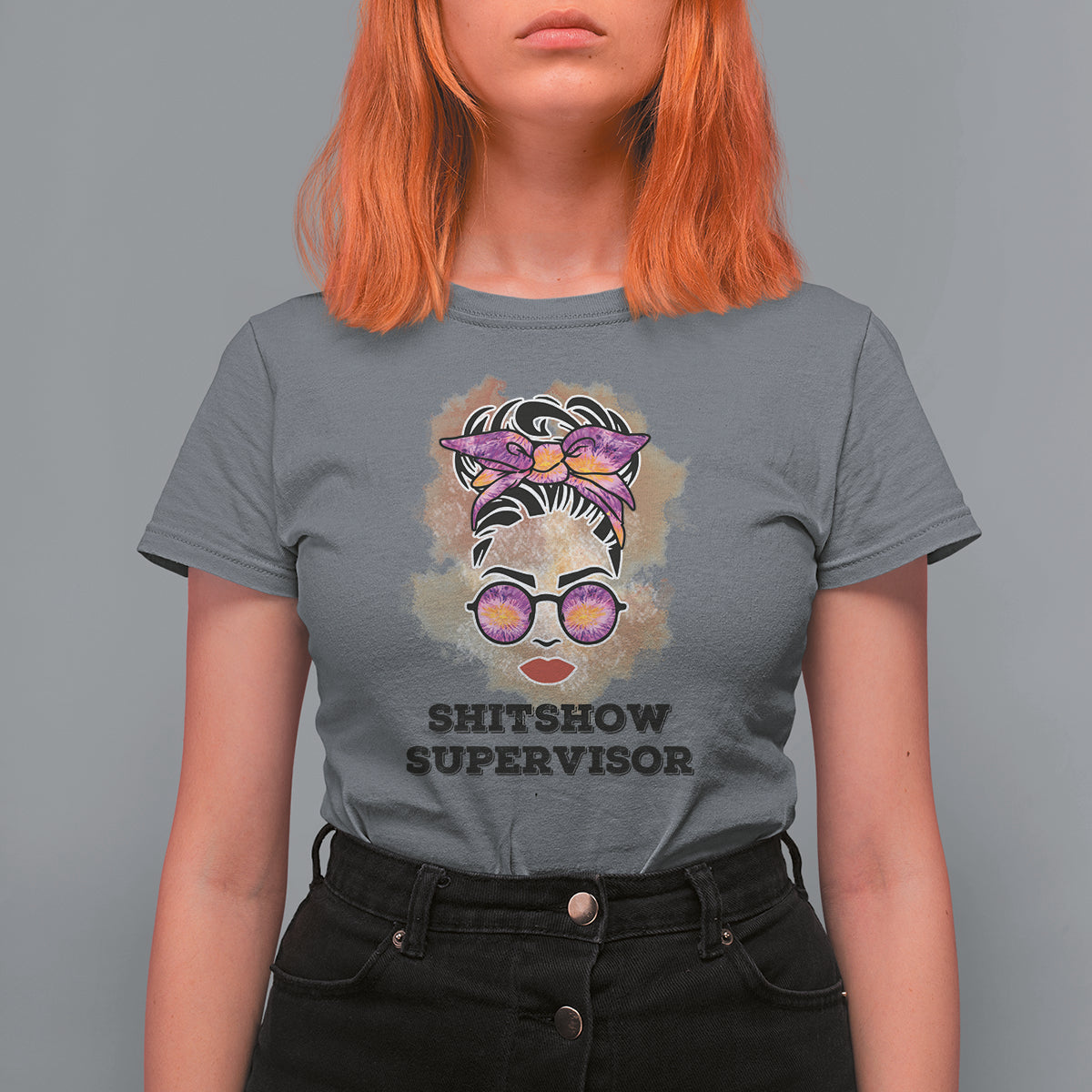 Mother's Day T Shirt For Women Women Tie Dye Messy Bun Skull Funny Shitshow Supervisor Mom Life, Gag Gifts For Mom, Mother's Day Gifts, Women - Wonder Print Shop