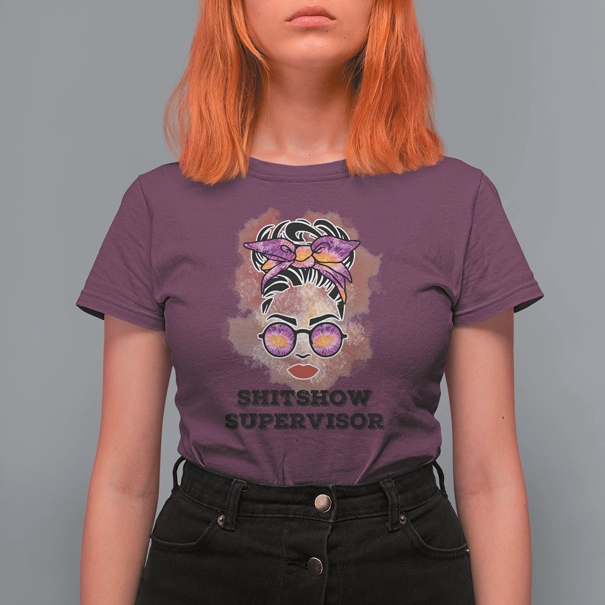 Mother's Day T Shirt For Women Women Tie Dye Messy Bun Skull Funny Shitshow Supervisor Mom Life, Gag Gifts For Mom, Mother's Day Gifts, Women - Wonder Print Shop