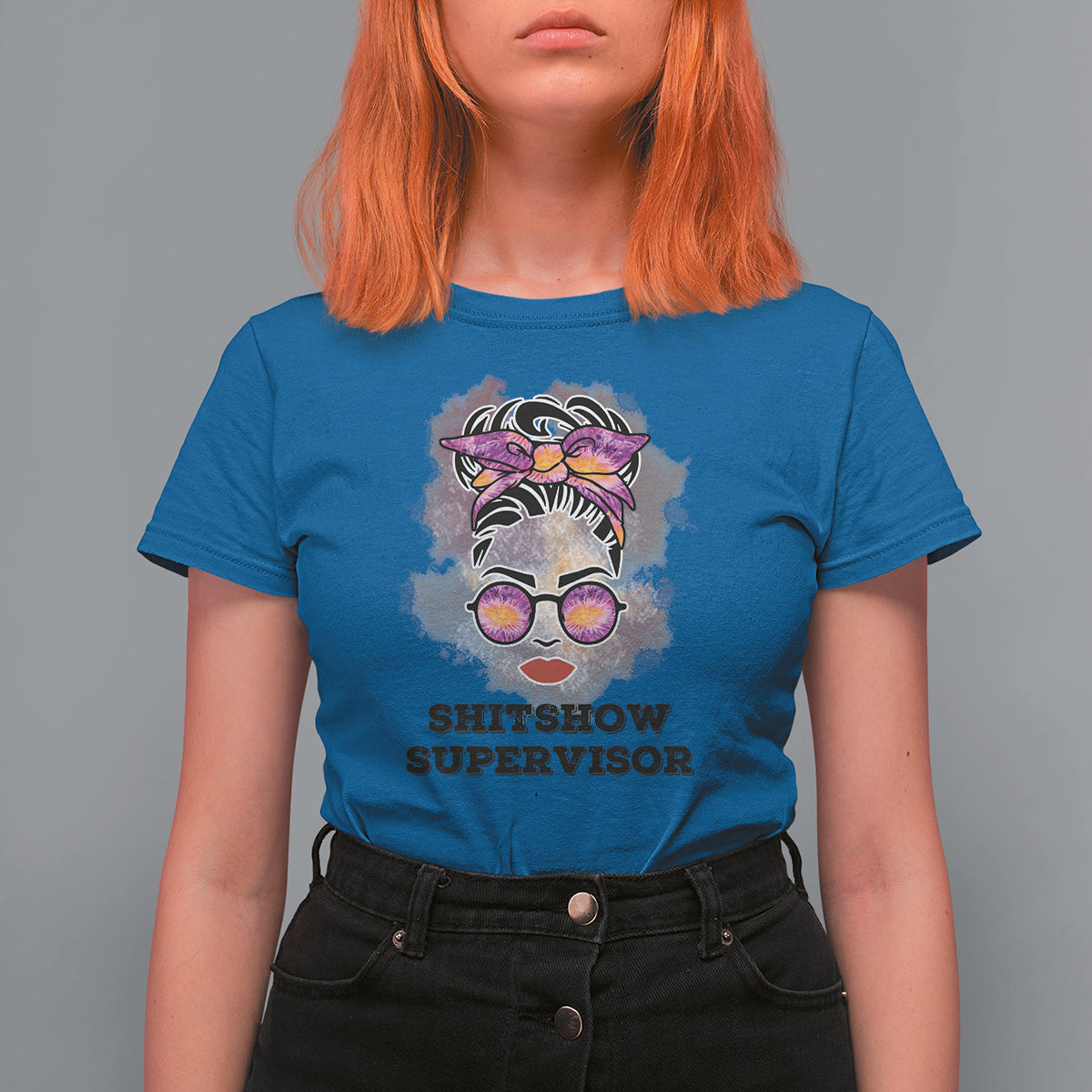 Mother's Day T Shirt For Women Women Tie Dye Messy Bun Skull Funny Shitshow Supervisor Mom Life, Gag Gifts For Mom, Mother's Day Gifts, Women - Wonder Print Shop