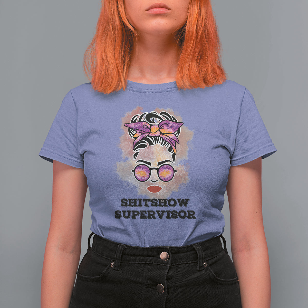 Mother's Day T Shirt For Women Women Tie Dye Messy Bun Skull Funny Shitshow Supervisor Mom Life, Gag Gifts For Mom, Mother's Day Gifts, Women - Wonder Print Shop