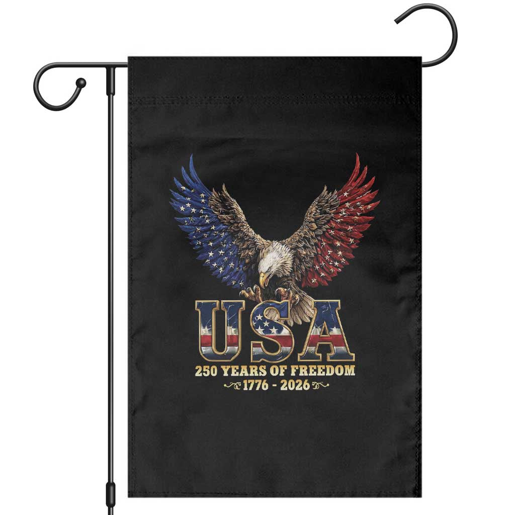 250 Years USA Majestic Bald Eagle Garden Flag American Flag Wings Patriotic Semiquincentennial 250th Anniversary