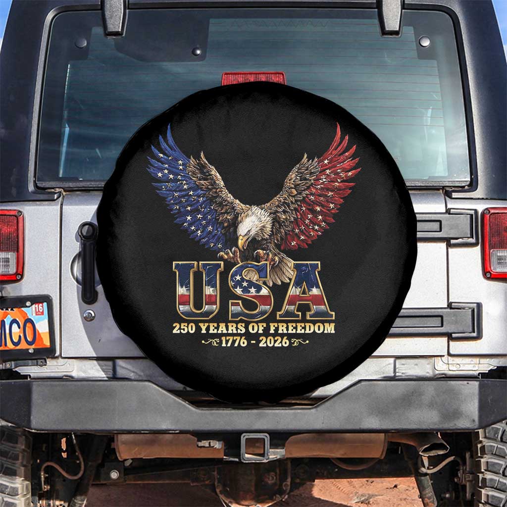 250 Years USA Majestic Bald Eagle Spare Tire Cover American Flag Wings Patriotic Semiquincentennial 250th Anniversary