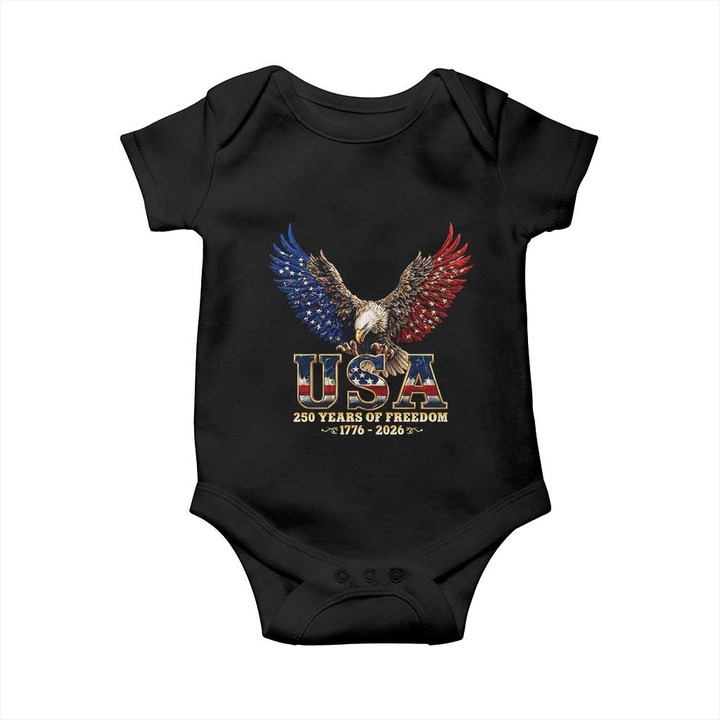 250 Years USA Majestic Bald Eagle Baby Onesie American Flag Wings Patriotic Semiquincentennial 250th Anniversary