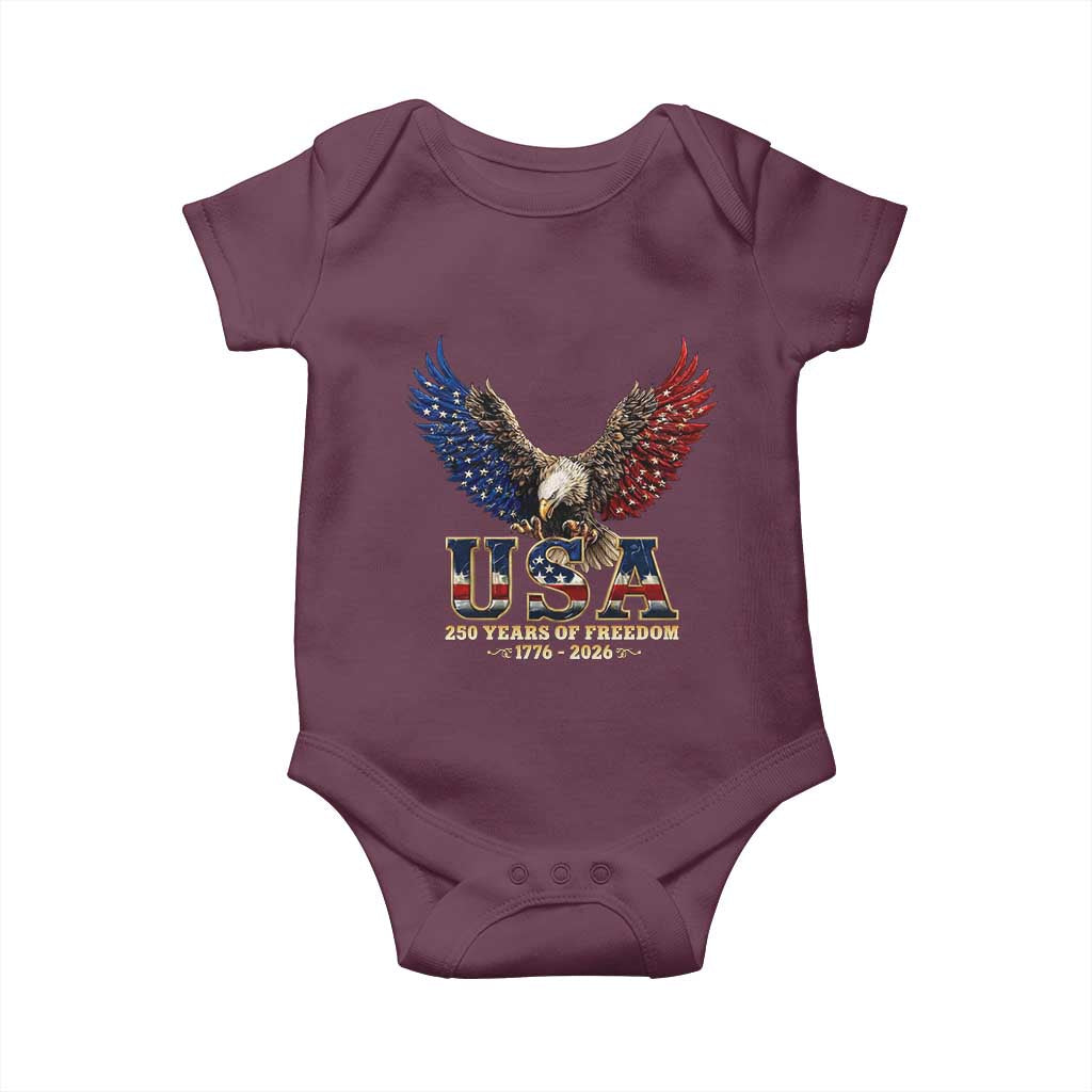 250 Years USA Majestic Bald Eagle Baby Onesie American Flag Wings Patriotic Semiquincentennial 250th Anniversary