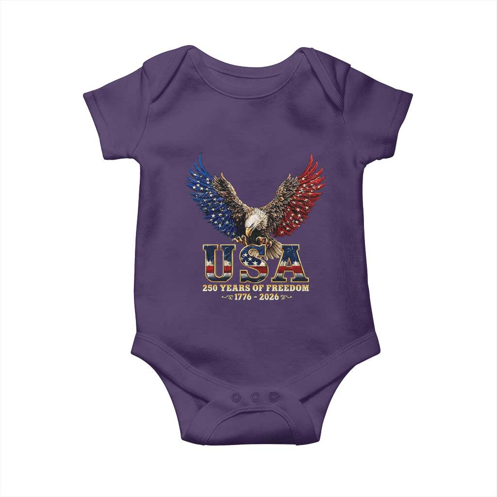 250 Years USA Majestic Bald Eagle Baby Onesie American Flag Wings Patriotic Semiquincentennial 250th Anniversary