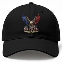 250 Years USA Majestic Bald Eagle Baseball Cap American Flag Wings Patriotic Semiquincentennial 250th Anniversary