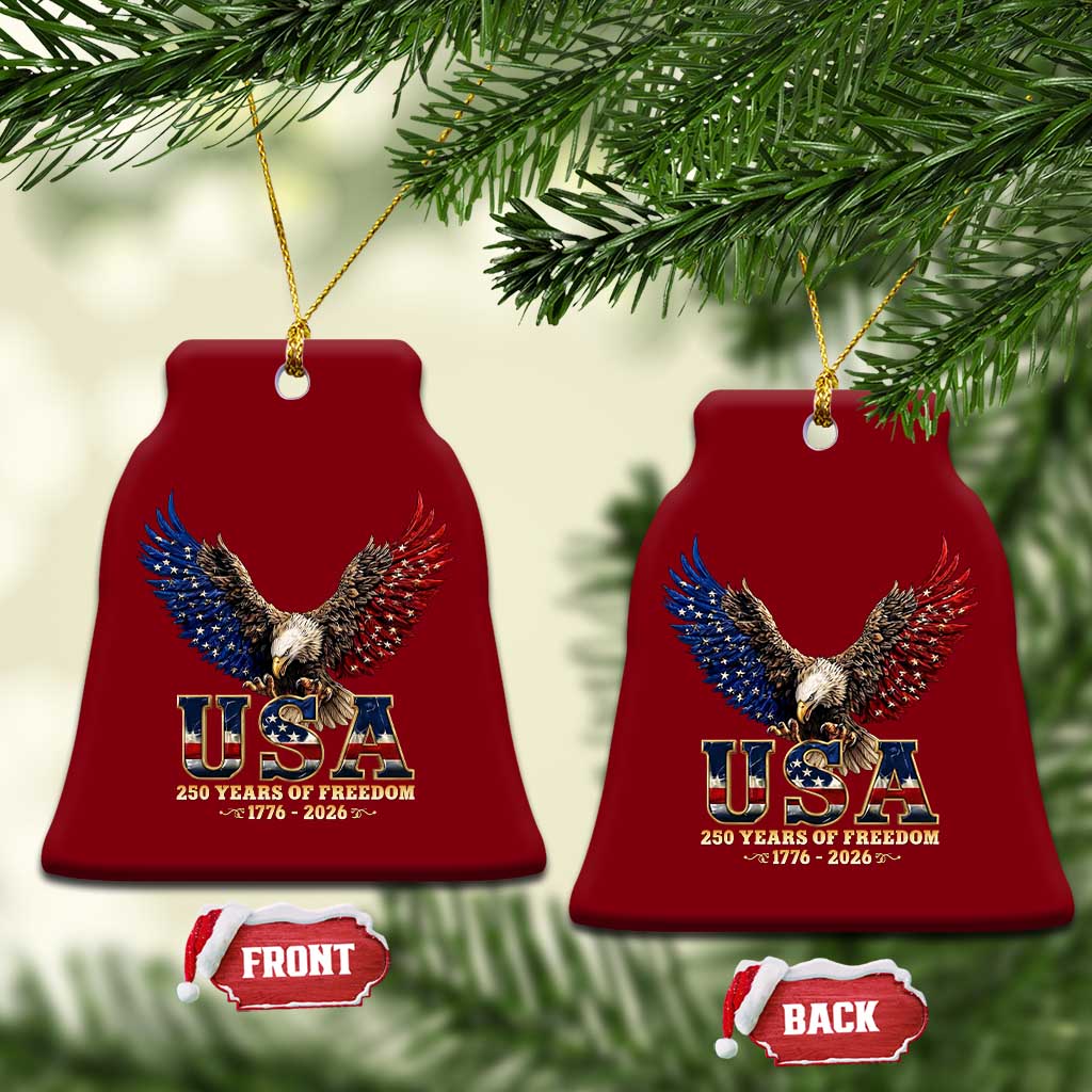 250 Years USA Majestic Bald Eagle Ceramic Ornament American Flag Wings Patriotic Semiquincentennial 250th Anniversary
