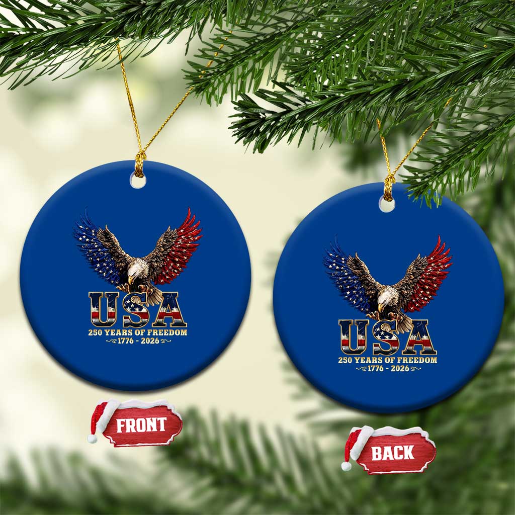 250 Years USA Majestic Bald Eagle Ceramic Ornament American Flag Wings Patriotic Semiquincentennial 250th Anniversary