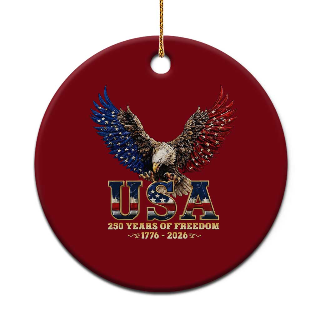 250 Years USA Majestic Bald Eagle Ceramic Ornament American Flag Wings Patriotic Semiquincentennial 250th Anniversary